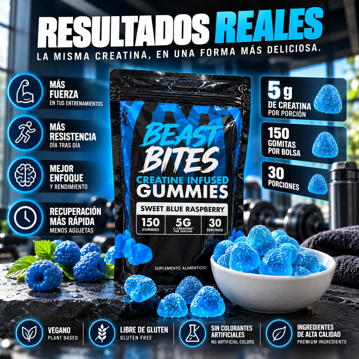 Creatina en Gomitas Beast Bites ™ | Fuerza Diaria En 5 Gomitas