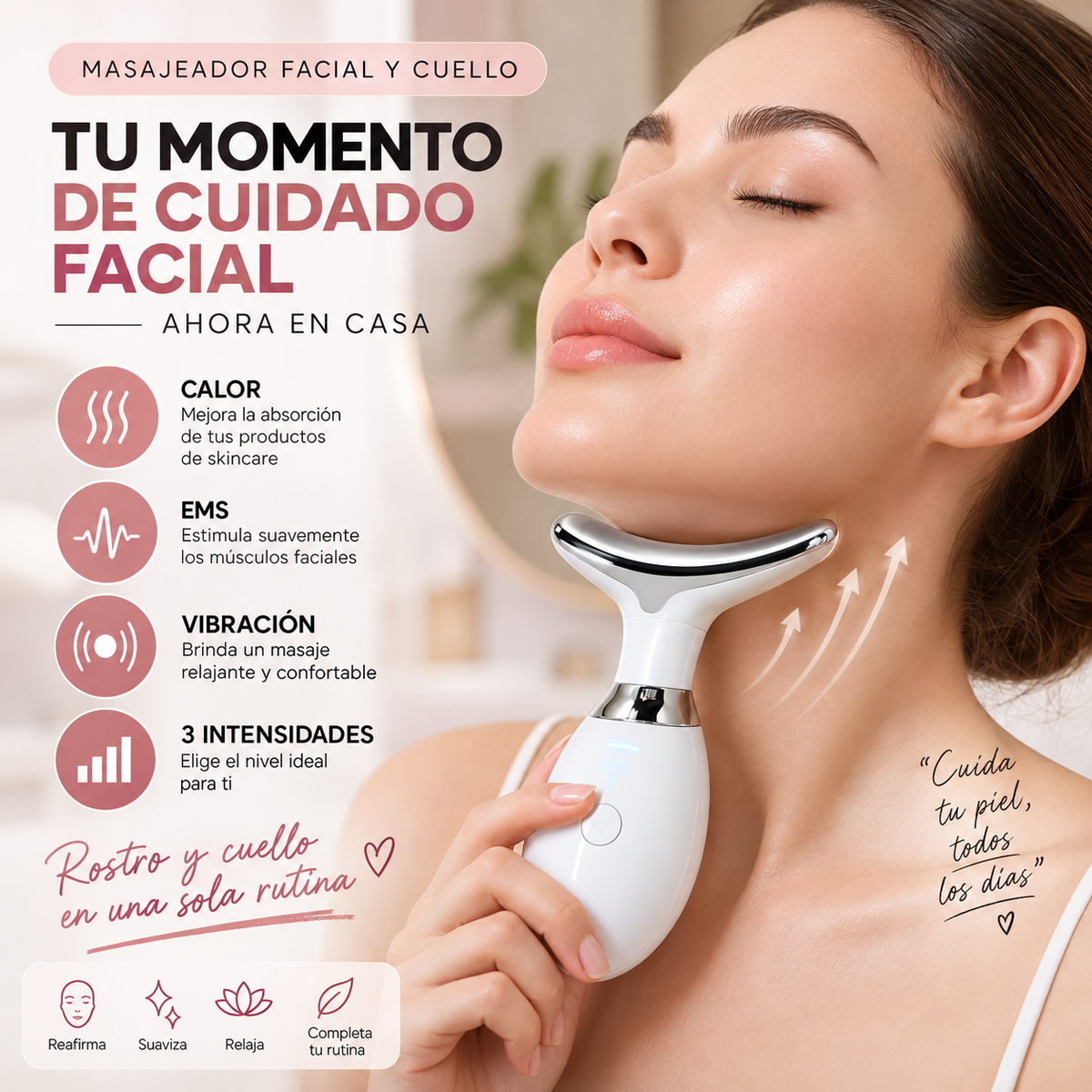 Masajeador Facial 3D y Cuello | Cuidado Facial en Casa